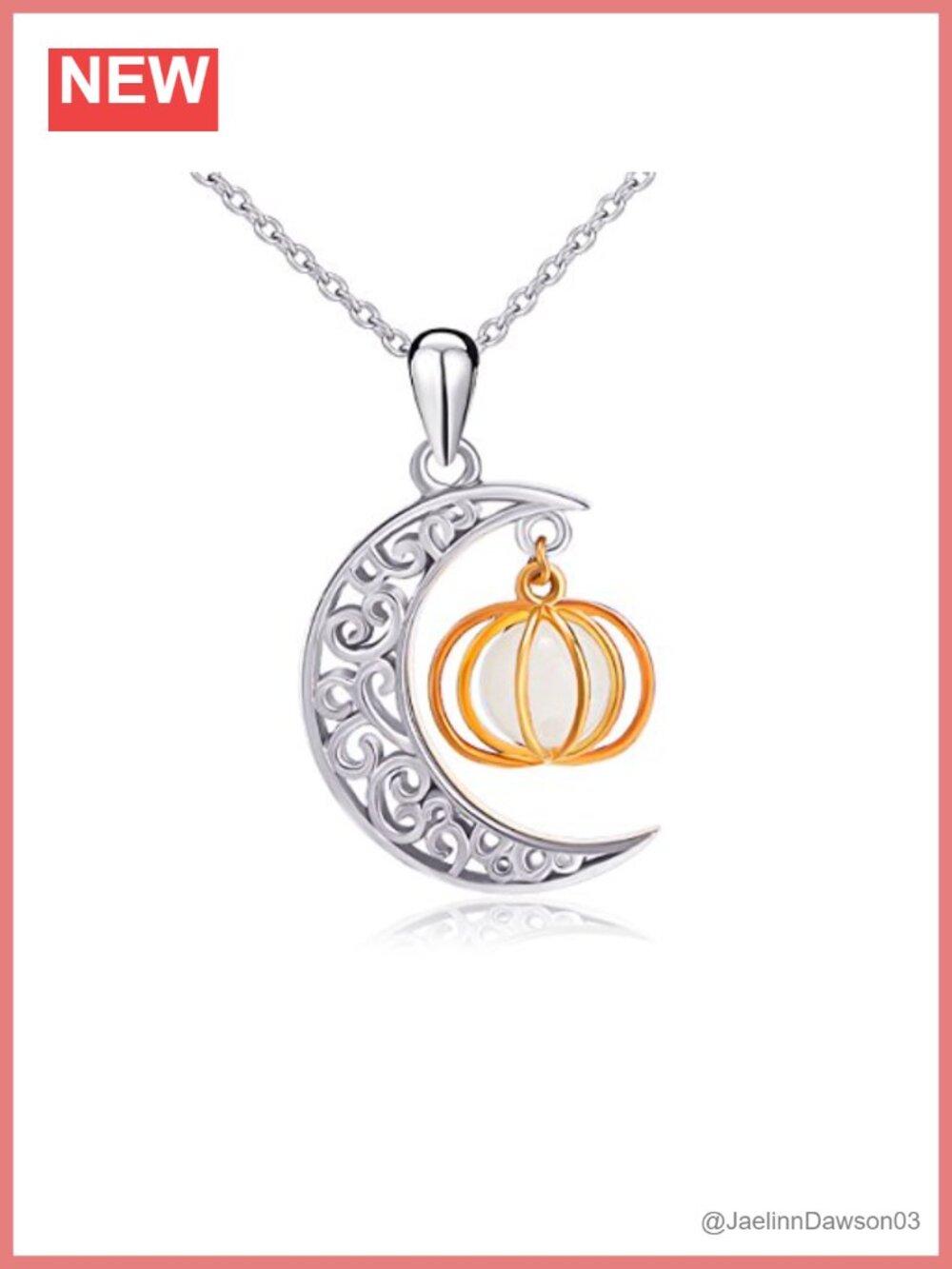 Sterling Silver Glow Pendant Necklace Moon Pumpkin Halloween